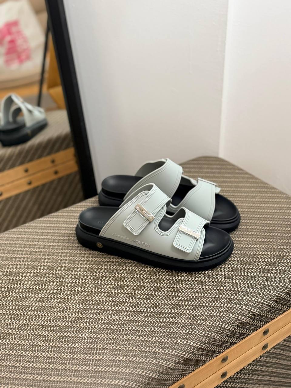 Alexander Mcqueen White Rubber Hybrid Slides