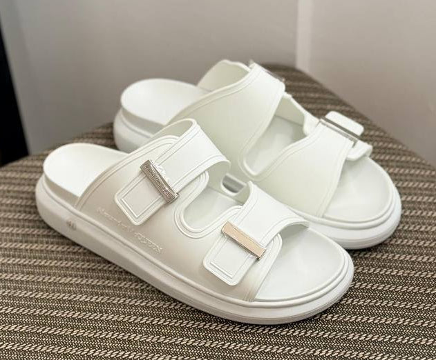 Alexander McQueen Hybrid Slides in a white rubber