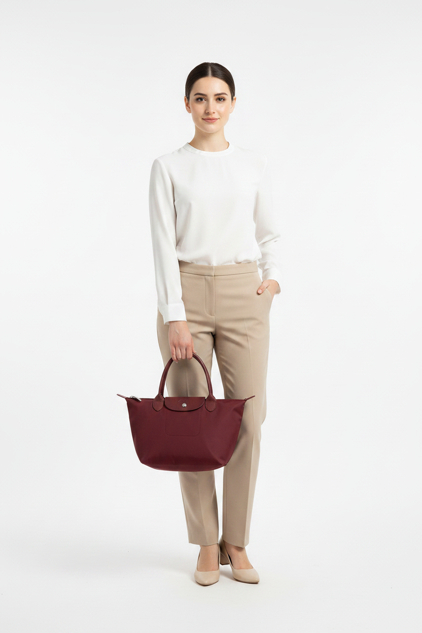 Longchamp Le Pliage Shoulder Tote bag in the burgundy