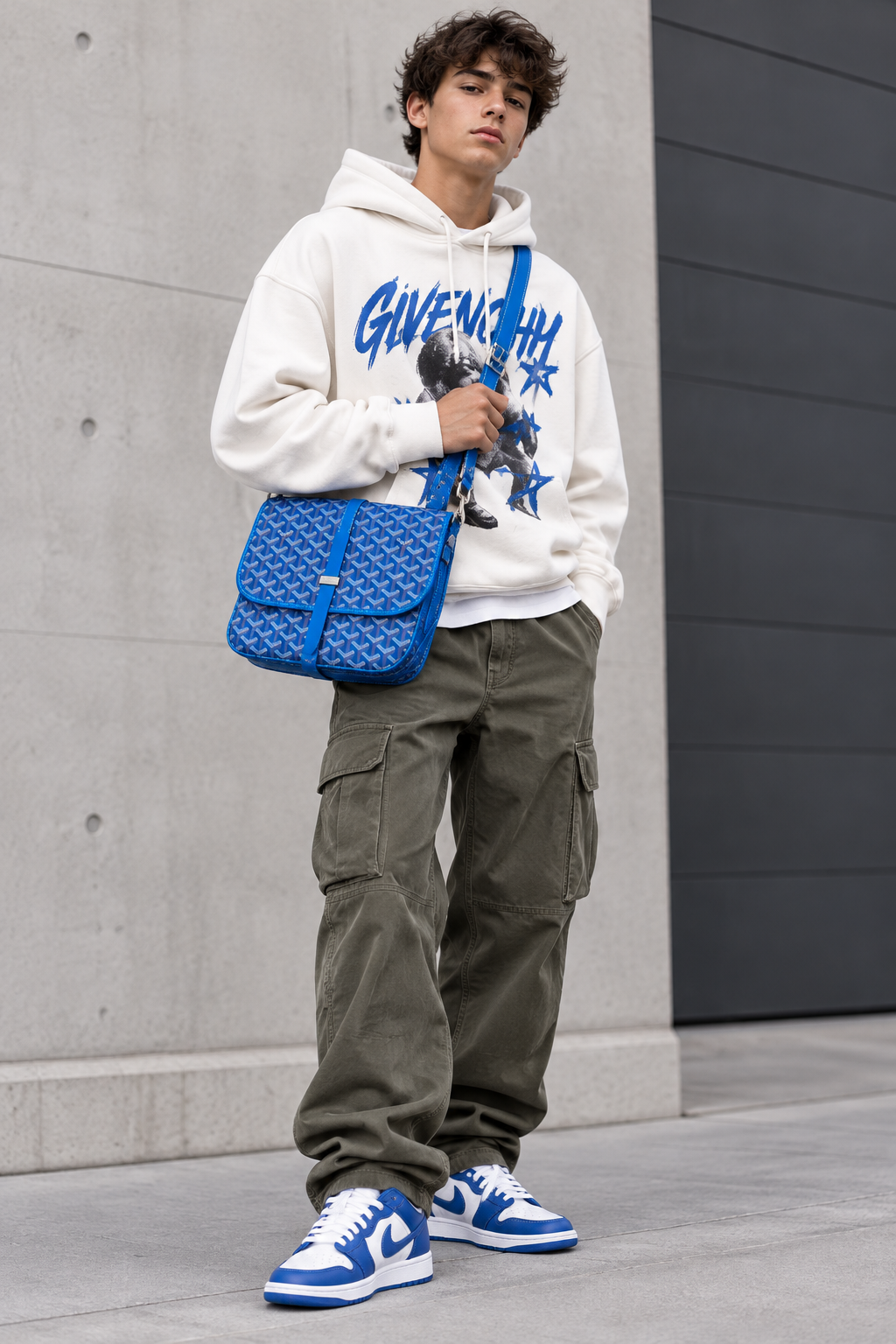 Blue Goyard Belvédère PM messenger bag