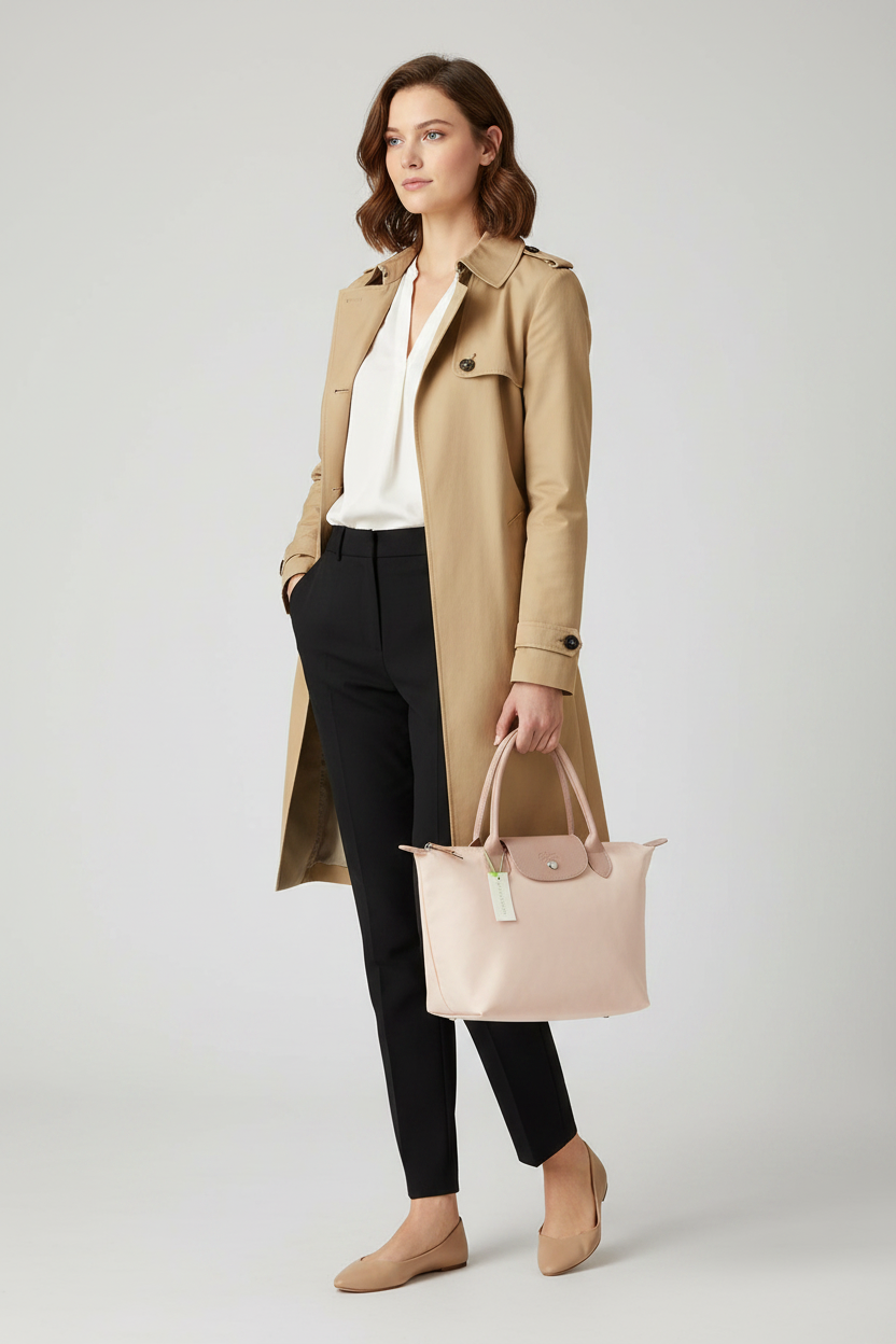 Longchamp Le Pliage Shoulder Tote bag in the light pink